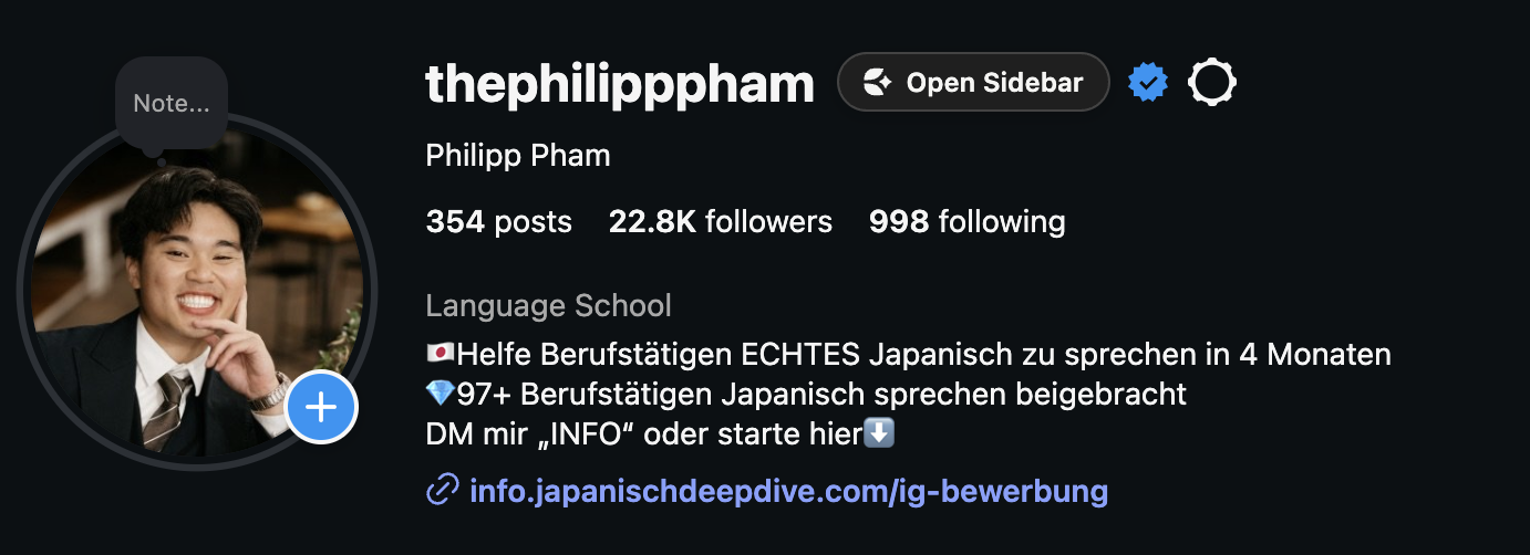 Instagram-Profil thephilipppham mit 22,8K Followern