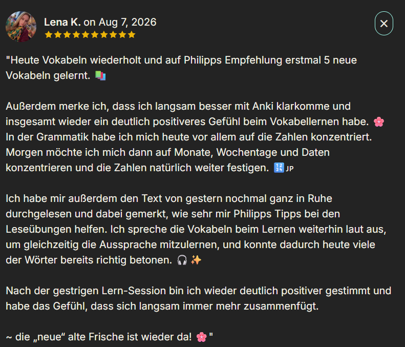 Bewertung von Lena K. mit zehn Sternen