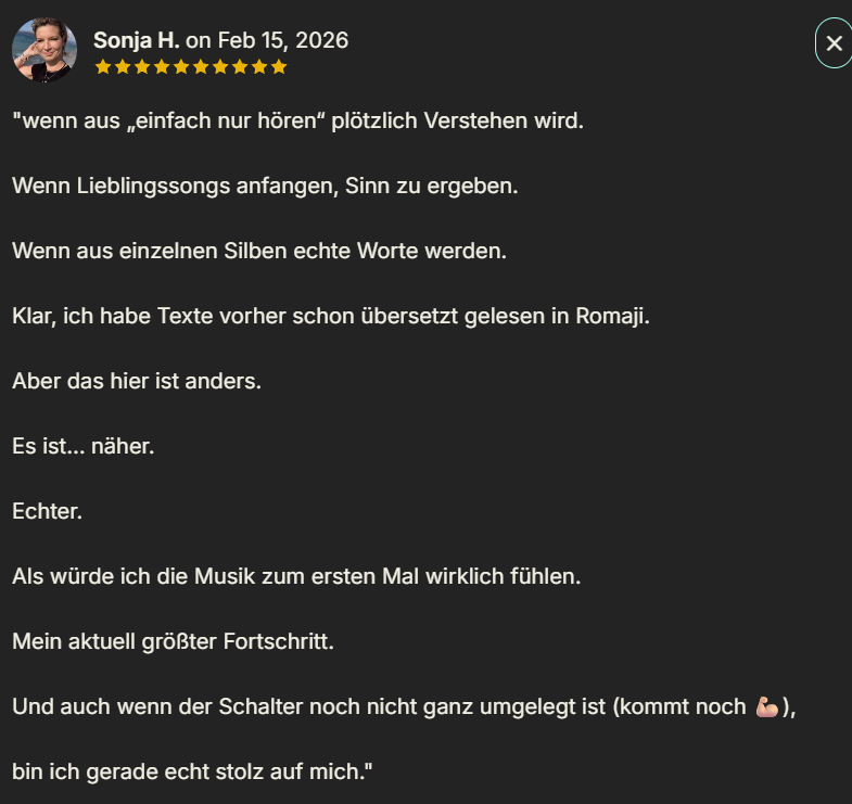 Bewertung von Sonja H. mit fünf Sternen