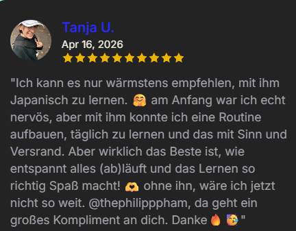 Bewertung von Tanja U. mit fünf Sternen