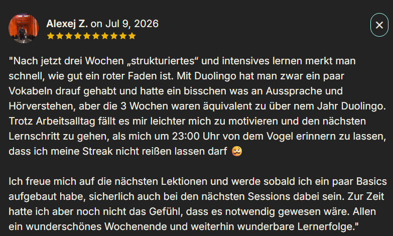 Bewertung von Alexej Z. mit zehn Sternen