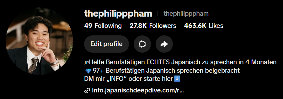 TikTok-Profil thephilipppham mit 27,8K Followern